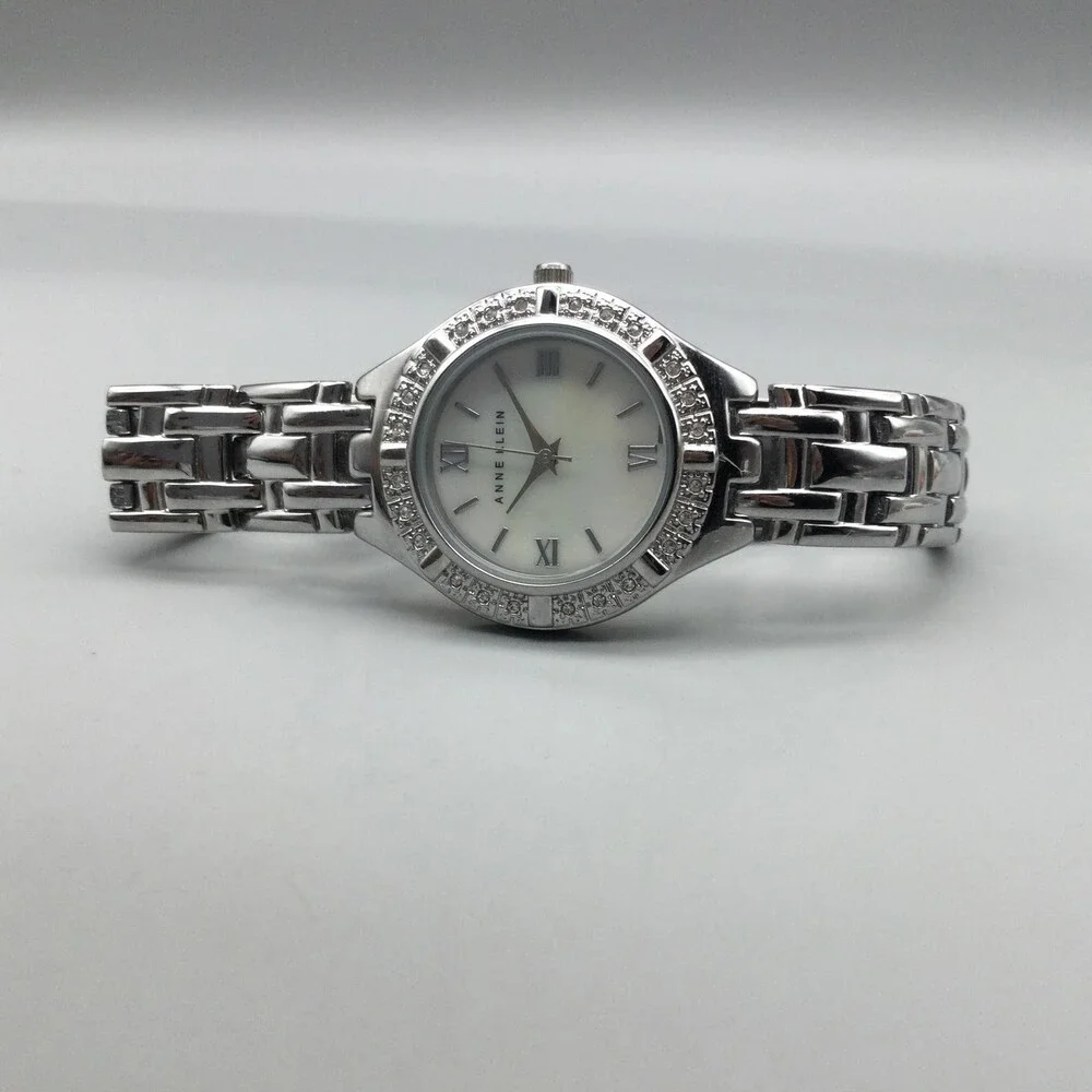 Anne Klein AK/1703 Womens Watch 30mm MOP Bracelet Crystals New Battery 6.75